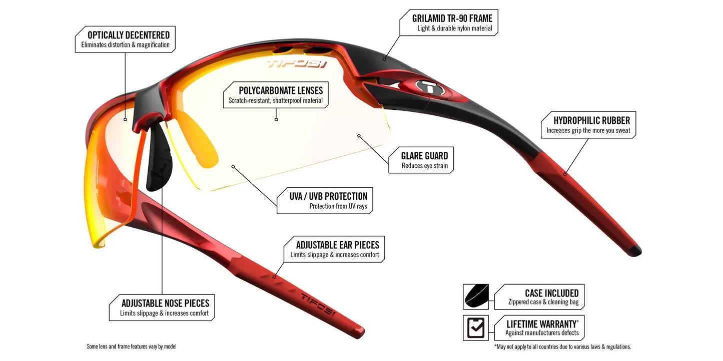 Tifosi Optics Crit Sunglasses, Black/Red, Fototec 1340309730
